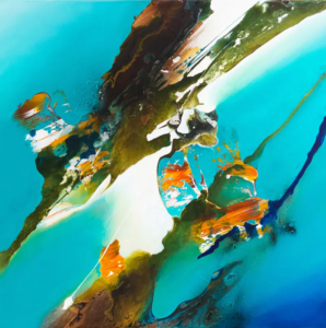 Entdeckungsreise, 2017, 80 × 80 cm Judith-Zila-Kunst-Kunsttherapie-Galerie-2017-Entdeckungsreise-80x80-Acryl-Mischtechnik