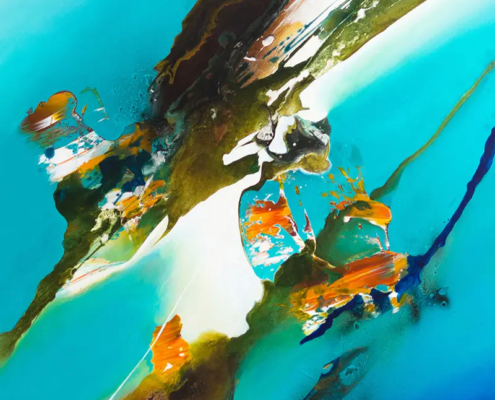 Entdeckungsreise, 2017, 80 × 80 cm Judith-Zila-Kunst-Kunsttherapie-Galerie-2017-Entdeckungsreise-80x80-Acryl-Mischtechnik