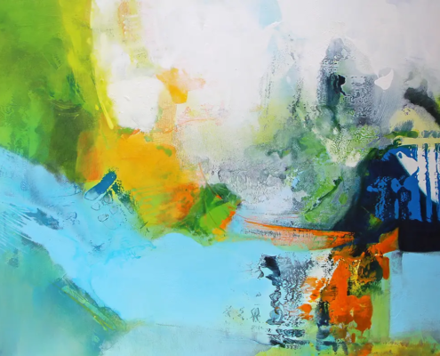 Im freien Fall, 2017, 80 × 100 cm Judith-Zila-Kunst-Kunsttherapie-Galerie-2017-Im-freien-Fall-80x100-Acryl-Mischtechnik