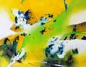 Judith-Zila-Kunst-Kunsttherapie-Galerie-2019-Honigmelone-70x90-Acryl-Mischtechnik