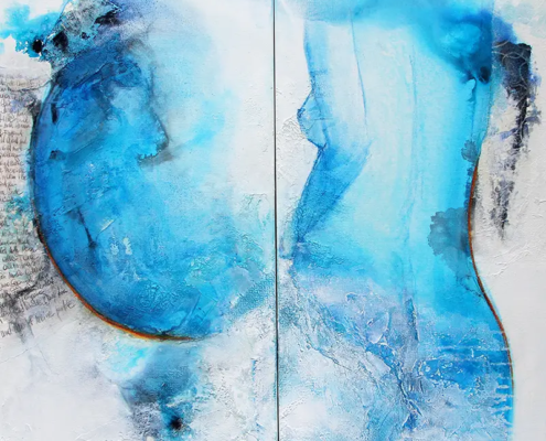 Lady Shyenna, 2019, Diptychon je 40 × 80 cm Judith-Zila-Kunst-Kunsttherapie-Galerie-2019-Lady-Shyenna-Diptychon-je-40x80-Acryl-Mischtechnik