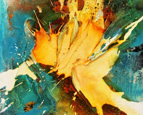 Explosive Harmonie, 2024, 40 × 40 cm Judith-Zila-Kunst-Kunsttherapie-Galerie-2024-Explosive-Harmonie-40x40-Acryl-Mischtechnik