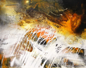 Sturm der Elemente, 2024, 80 × 100 cm Judith-Zila-Kunst-Kunsttherapie-Galerie-2024-Sturm-der-Elemente-80x100-Acryl-Mischtechnik