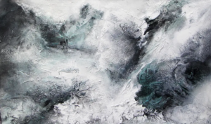 Gefrorene Dynamik, 2025, 60 × 100 cm Judith-Zila-Kunst-Kunsttherapie-Galerie-2025-Gefrorene-Dynamik-60x100-Acryl-Mischtechnik
